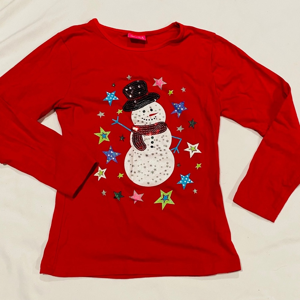 GiGi Sparkle Snowman Tee Girls 10